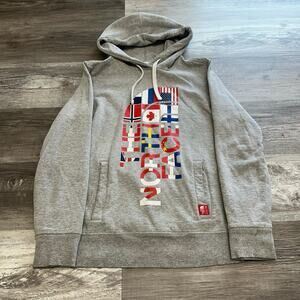 The North Face RU/14 Gray Womens Large Olympic Flag Spell Out Hoodie‎